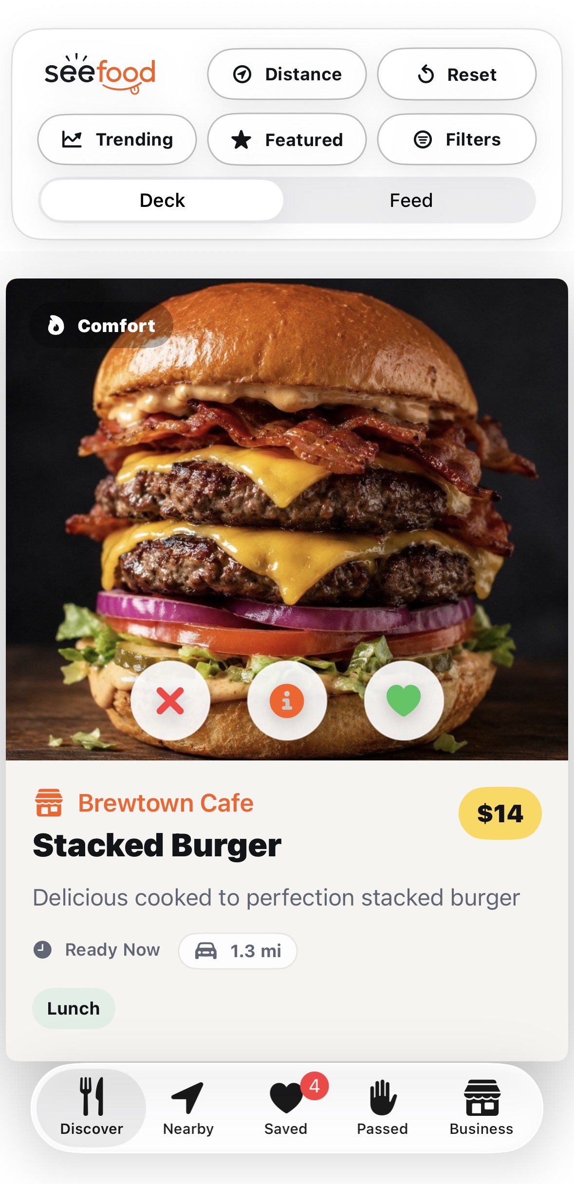 SeeFood app preview showing a dish card